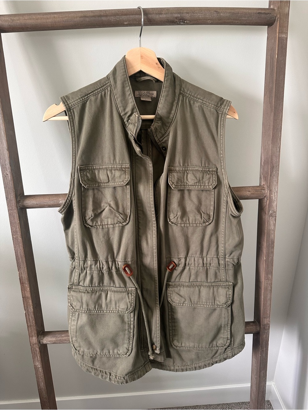 Lucky Brand Olive Utility Vest with Multiple Flap Pockets